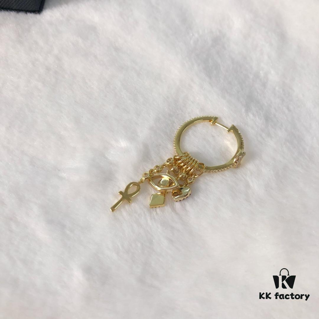 APM Monaco Single Lucky Evil Eye Tassel Earrings, Elegant and Minimalist Fashion Statement Jewelry