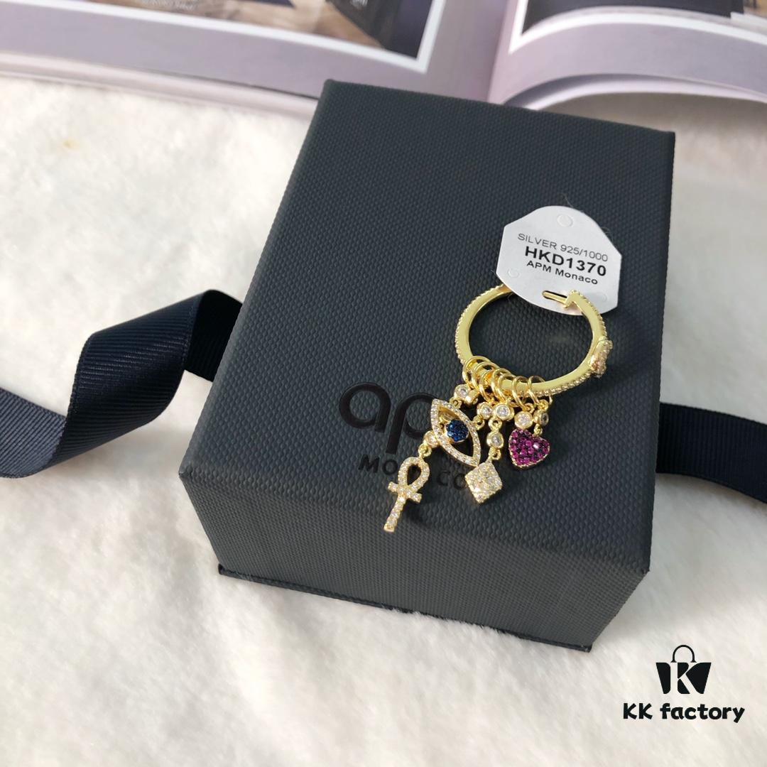 APM Monaco Single Lucky Evil Eye Tassel Earrings, Elegant and Minimalist Fashion Statement Jewelry