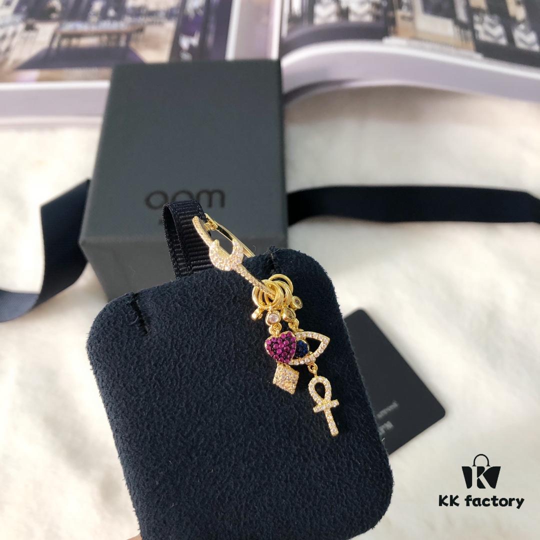 APM Monaco Single Lucky Evil Eye Tassel Earrings, Elegant and Minimalist Fashion Statement Jewelry