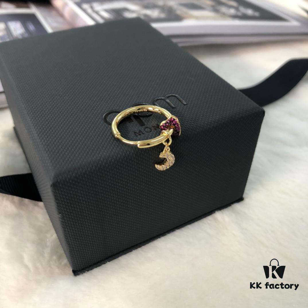 APM Monaco Single Heart Moon Earring - Stylish and Trendy, Ins-style Cool and Minimalist Design