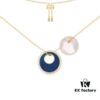 APM Monaco Navy Enamel and White Mother-of-Pearl Necklace, Minimalist Retro Elegant High-End Pendant