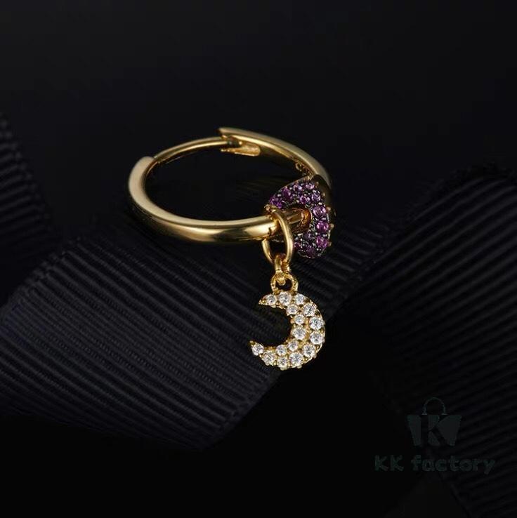 APM Monaco Single Heart Moon Earring - Stylish and Trendy, Ins-style Cool and Minimalist Design