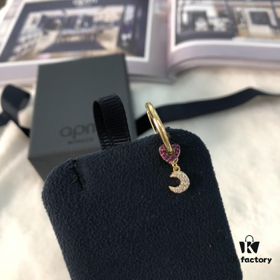 APM Monaco Single Heart Moon Earring - Stylish and Trendy, Ins-style Cool and Minimalist Design