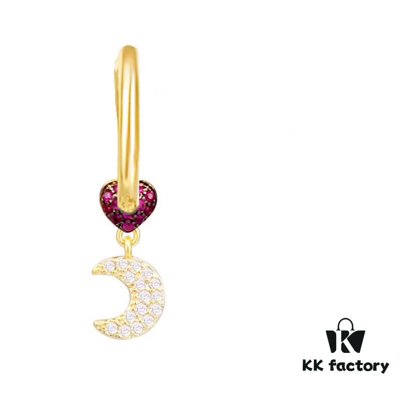 APM Monaco Single Heart Moon Earring - Stylish and Trendy, Ins-style Cool and Minimalist Design
