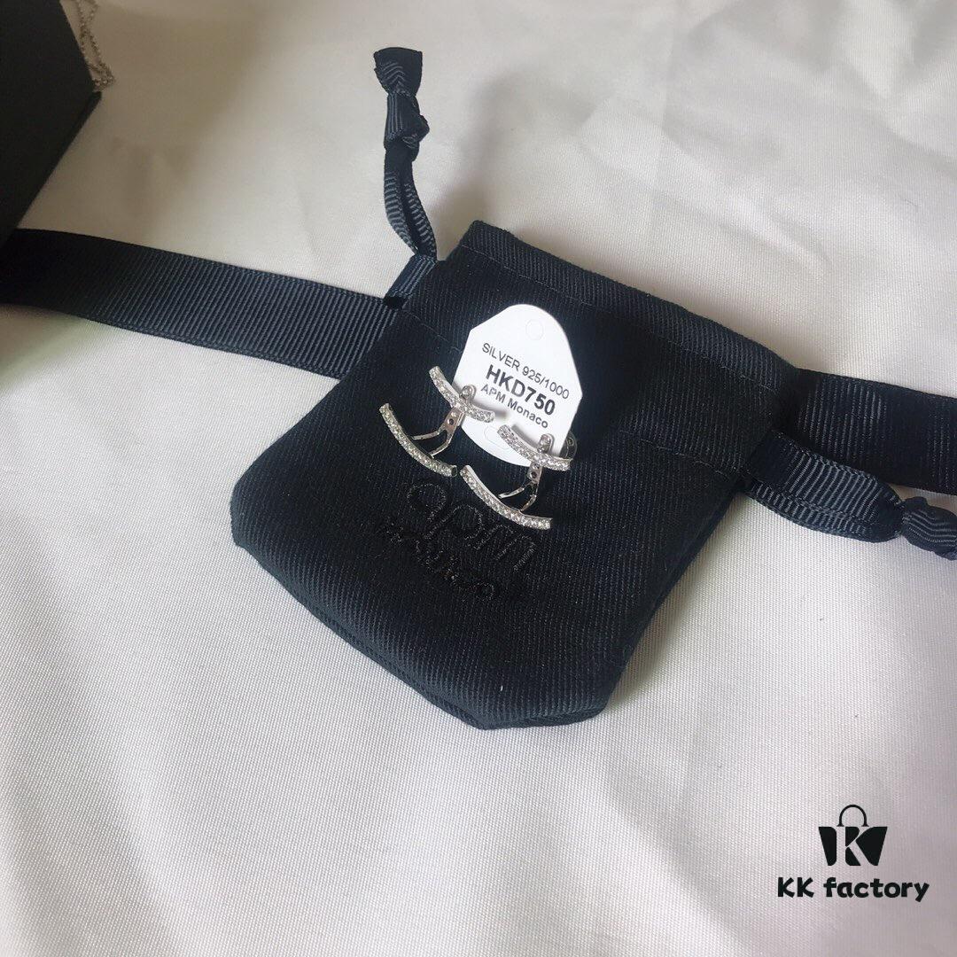 APM Monaco Rose Gold Smile Necklace and Stud Earrings Set