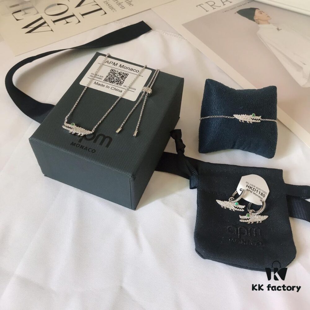 APM Monaco Crocodile Necklace Earrings Bracelet
