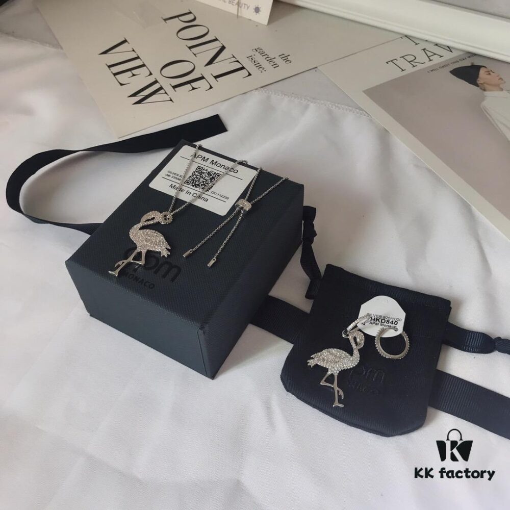 APM Monaco Flame Bird Necklace and Earrings Original Set