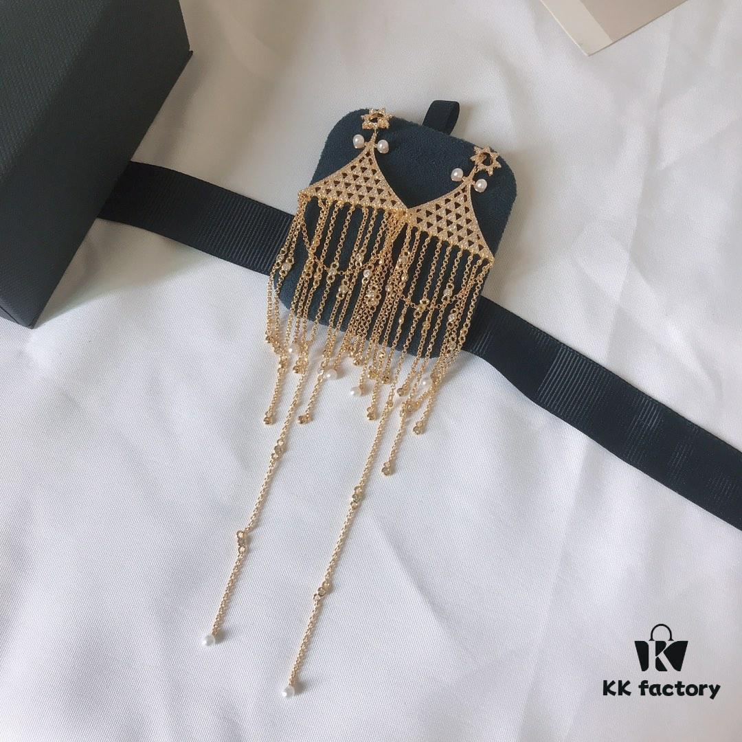 APM Monaco Triangle Tassel Earrings, Stylish and Trendy Women's Jewelry, Perfect Gift Choice