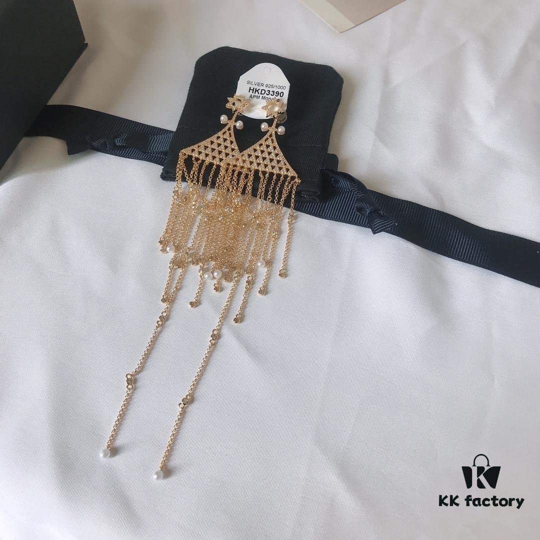 APM Monaco Triangle Tassel Earrings, Stylish and Trendy Women's Jewelry, Perfect Gift Choice