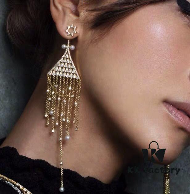 APM Monaco Triangle Tassel Earrings, Stylish and Trendy Women's Jewelry, Perfect Gift Choice