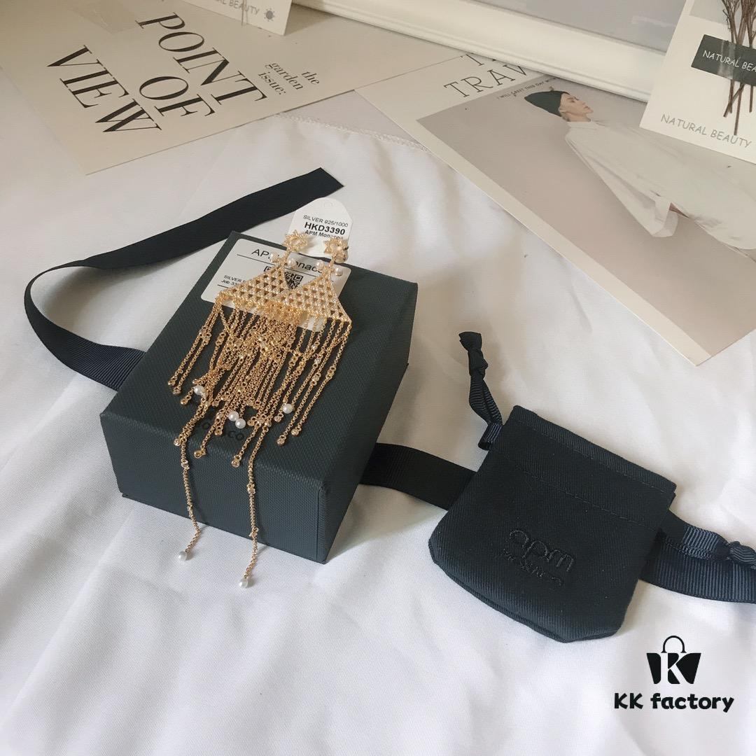 APM Monaco Triangle Tassel Earrings, Stylish and Trendy Women's Jewelry, Perfect Gift Choice