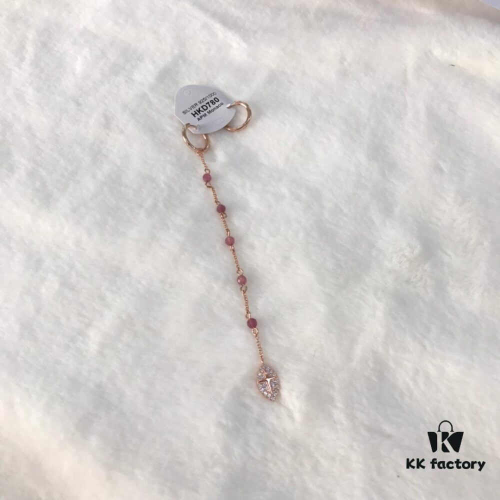 APM Monaco Asymmetrical Long Tassel Earrings for Women, Pink Gold Tone Instagram-Inspired Lightweight Luxe Statement Hoop Earrings