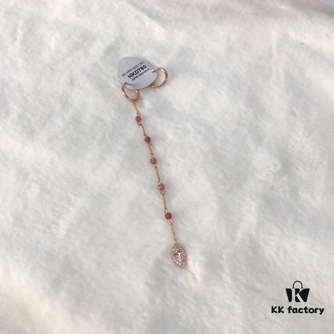 APM Monaco Asymmetrical Long Tassel Earrings for Women, Pink Gold Tone Instagram-Inspired Lightweight Luxe Statement Hoop Earrings