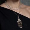 APM Monaco Triangle Tassel Long Necklace, Fashionable and Unique Pendant Chain for Sweaters or Collarbone Style
