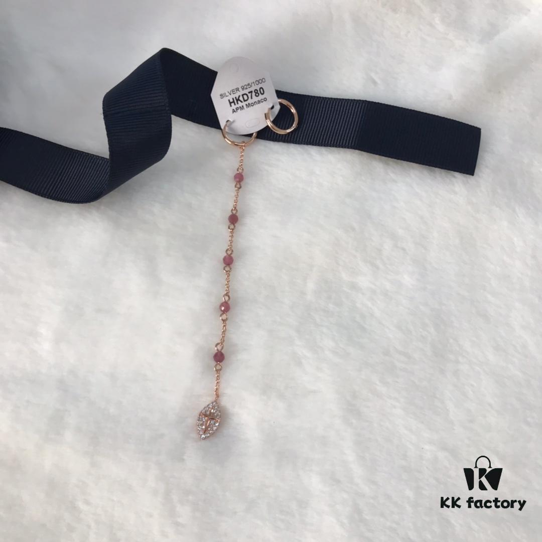 APM Monaco Asymmetrical Long Tassel Earrings for Women, Pink Gold Tone Instagram-Inspired Lightweight Luxe Statement Hoop Earrings