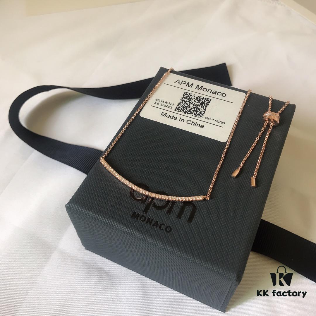 APM Monaco Rose Gold Smile Necklace and Stud Earrings Set