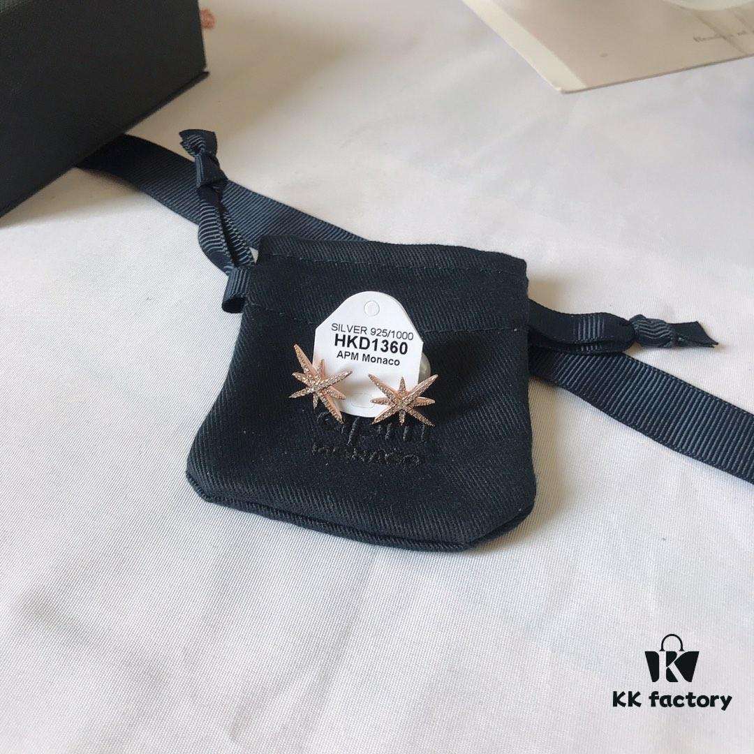 APM Monaco Rose Gold Union Jack Necklace, Stud Earrings, and Ring Set