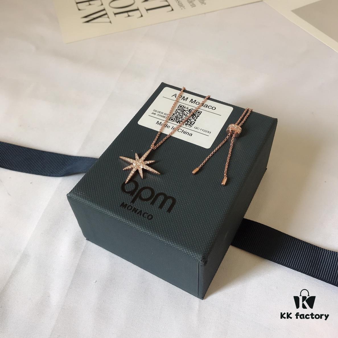 APM Monaco Rose Gold Union Flag Necklace, Stud Earrings, and Bracelet Original Set