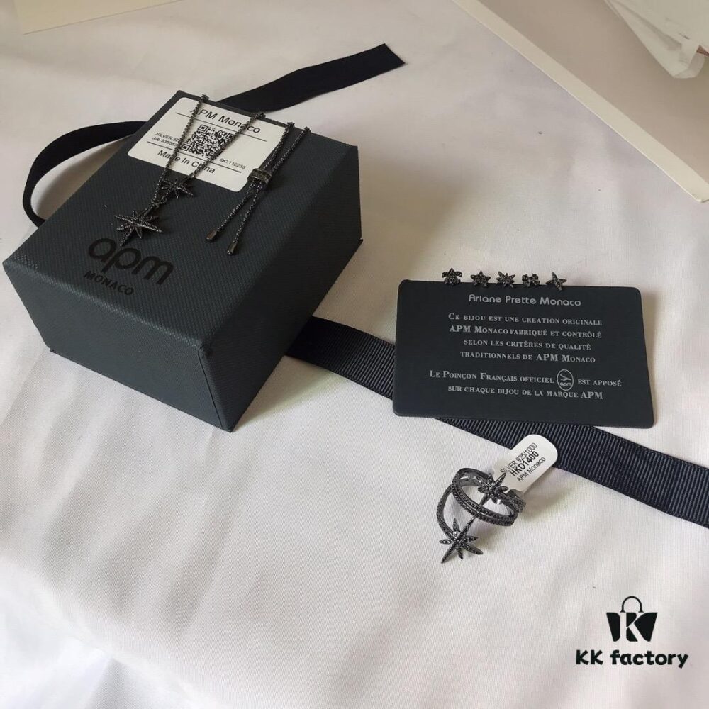 APM Monaco Union Flag Necklace, Stud Earrings, and Ring Set