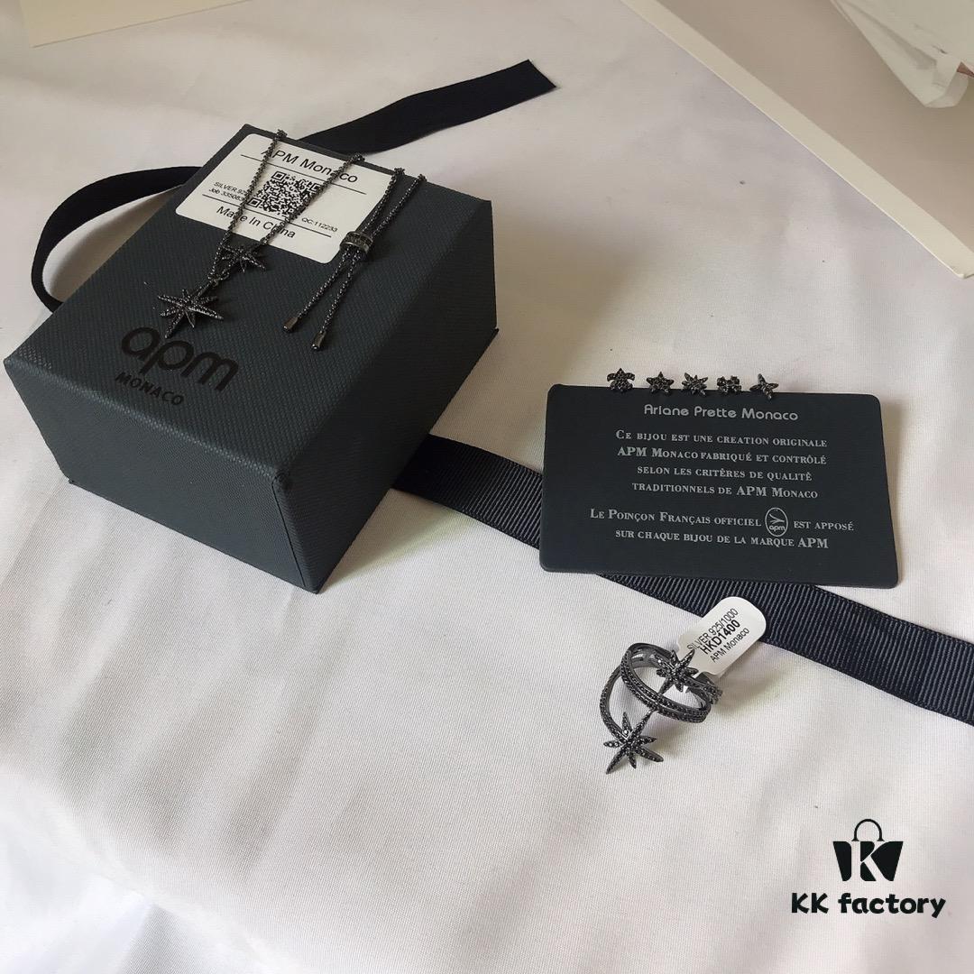 APM Monaco Union Flag Necklace, Stud Earrings, and Ring Set