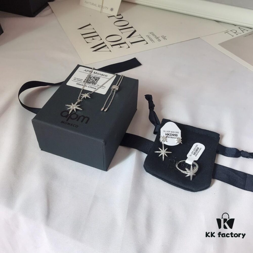 APM Monaco Union Flag Necklace, Earrings, and Ring Set