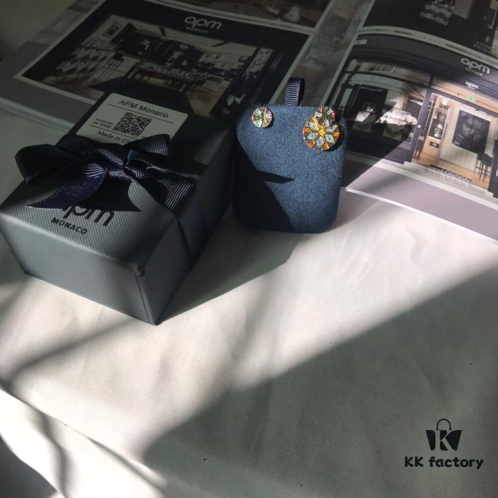 November New Arrival 🌟 APM Monaco Colorful Tribal Asymmetric Stud Earrings with Geometric Circular Pattern, Vintage Design, Two-Way Wear