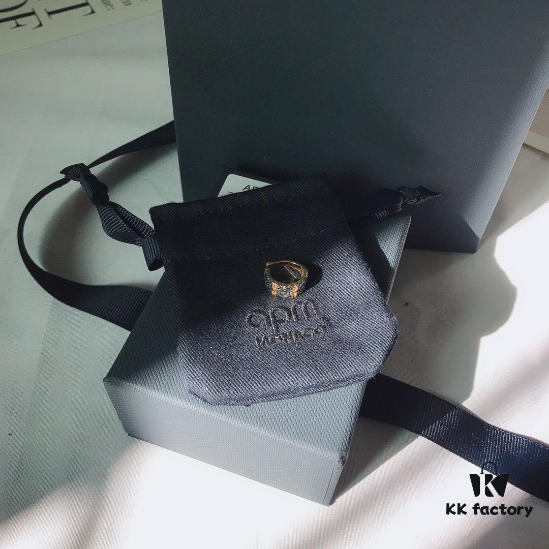 November New Arrival 🌟 APM Monaco Single Colorful Striped Large Ear Cuff with Geometric Design, No Piercing Required Ear Accessory