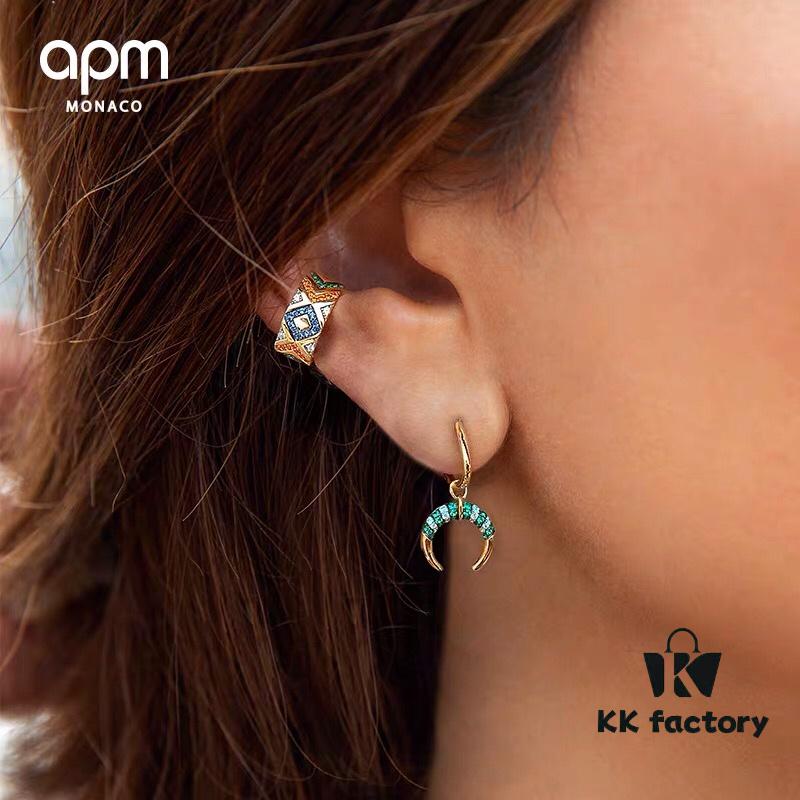 November New Arrival 🌟 APM Monaco Single Colorful Striped Large Ear Cuff with Geometric Design, No Piercing Required Ear Accessory