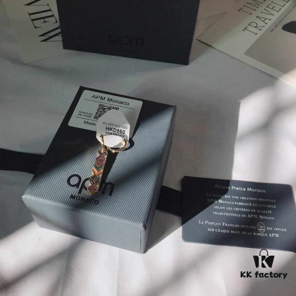 November New Arrival 🌟 APM Monaco Asymmetrical Colorful Hoop Earrings for Women, Geometric Design Fashion Retro Ear Jewelry