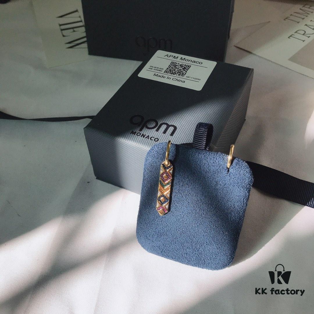 November New Arrival 🌟 APM Monaco Asymmetrical Colorful Hoop Earrings for Women, Geometric Design Fashion Retro Ear Jewelry