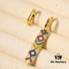 November New Arrival 🌟 APM Monaco Asymmetrical Colorful Hoop Earrings for Women, Geometric Design Fashion Retro Ear Jewelry