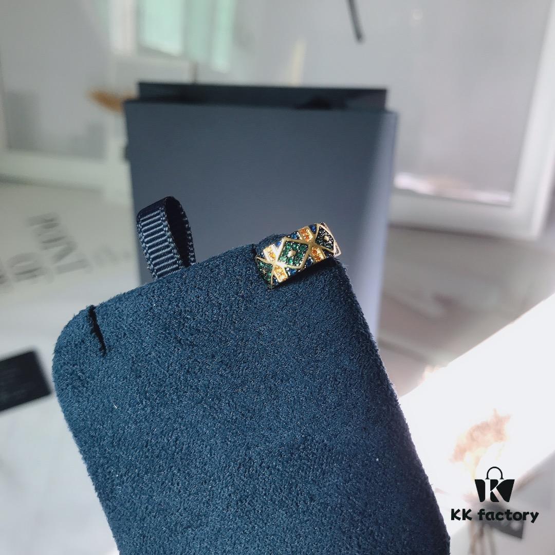 November New Arrival 🌟 APM Monaco Single Colorful Striped Large Ear Cuff with Geometric Design, No Piercing Required Ear Accessory