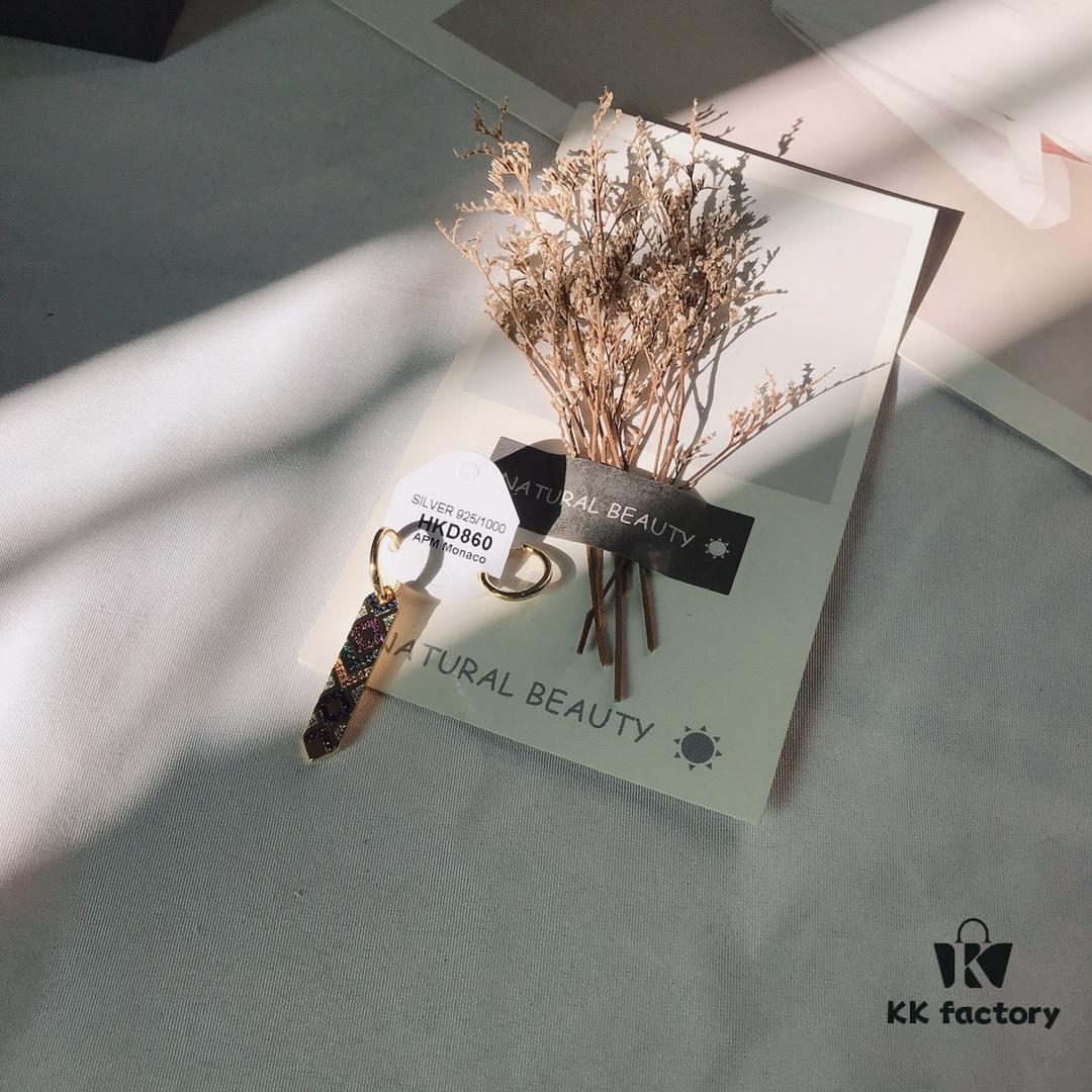 November New Arrival 🌟 APM Monaco Asymmetrical Colorful Hoop Earrings for Women, Geometric Design Fashion Retro Ear Jewelry