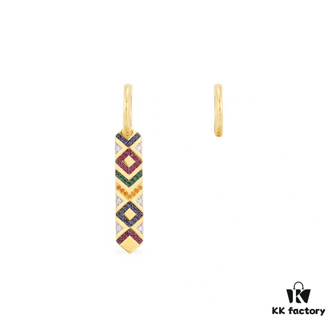 November New Arrival 🌟 APM Monaco Asymmetrical Colorful Hoop Earrings for Women, Geometric Design Fashion Retro Ear Jewelry