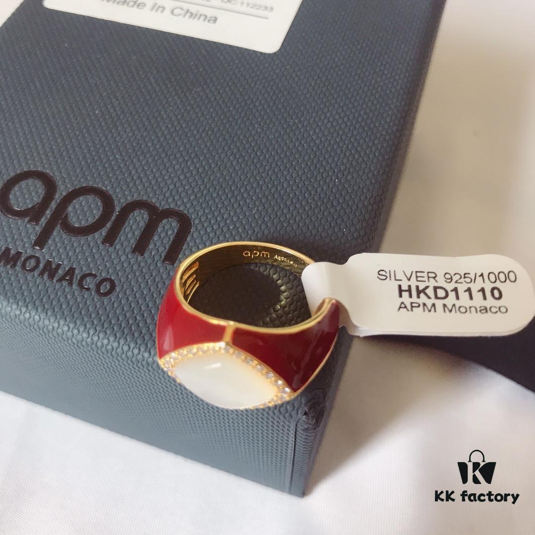 APM Monaco White Shell Ring, Fashionable Vintage Style, Trendy and Versatile Design, Perfect Gift Choice