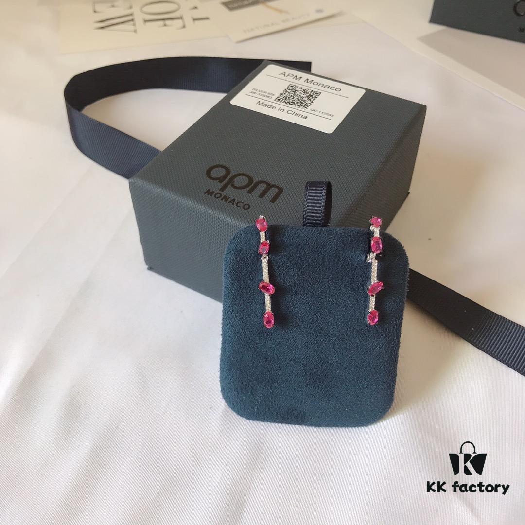 APM MONACO Ruby Long Earrings, New Arrival, Stylish and Elegant Design, Perfect Gift Choice