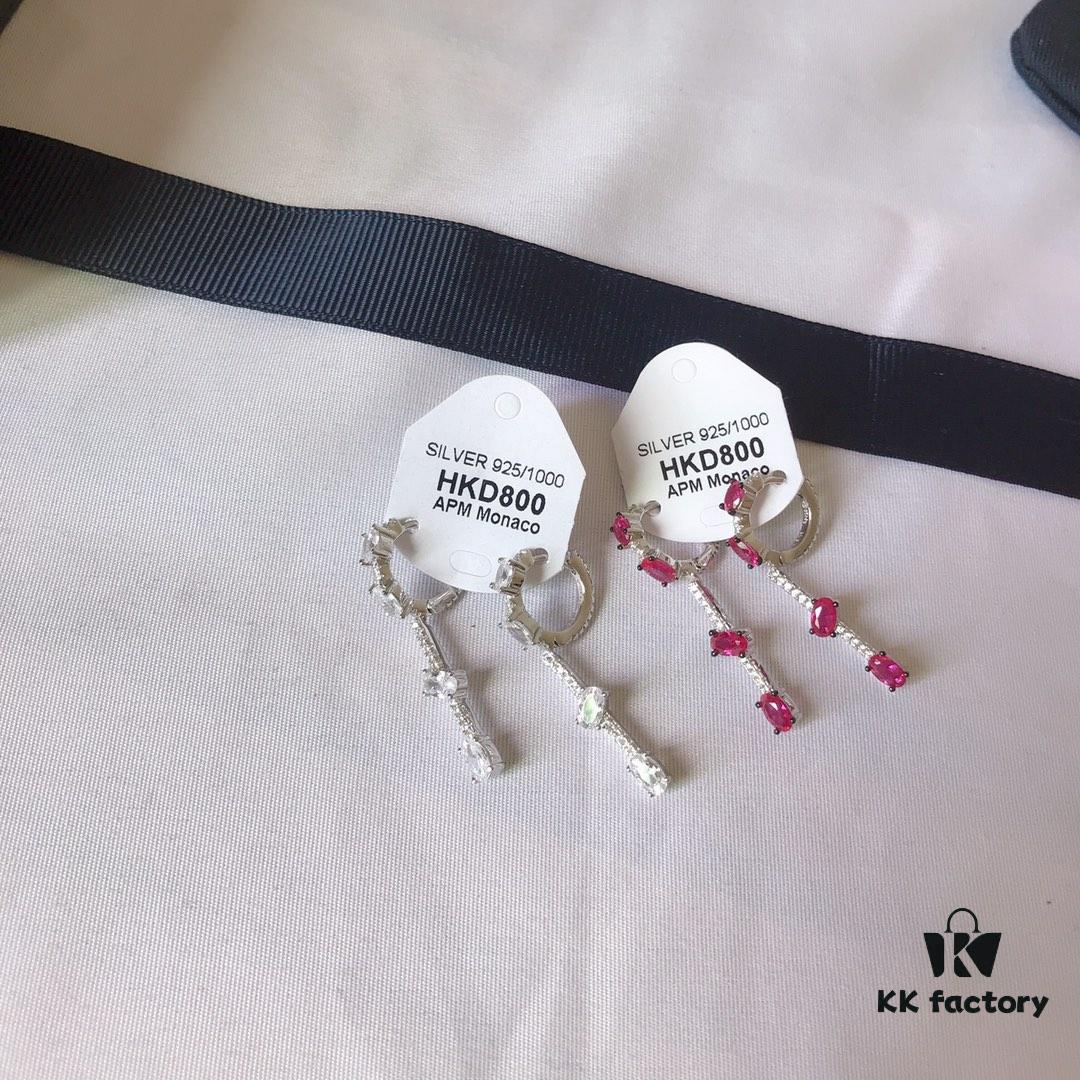 APM MONACO Ruby Long Earrings, New Arrival, Stylish and Elegant Design, Perfect Gift Choice