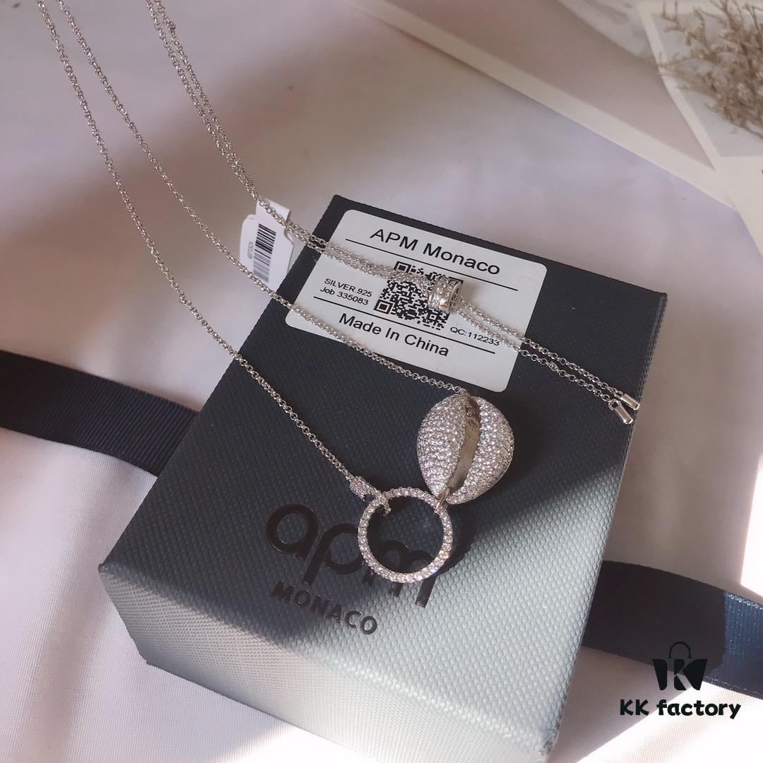 APM Monaco Shell Necklace for Women, Original New Release, Simple Pendant Sweater Chain, Delicate Collarbone Chain Gift for Girlfriend