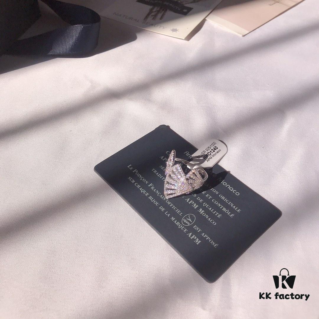 Original New Launch 💗 APM Monaco Elegant Trendy Fan-Shaped Ring with Micro-Paved Zirconia Fashion Jewelry for Women Birthday Gift