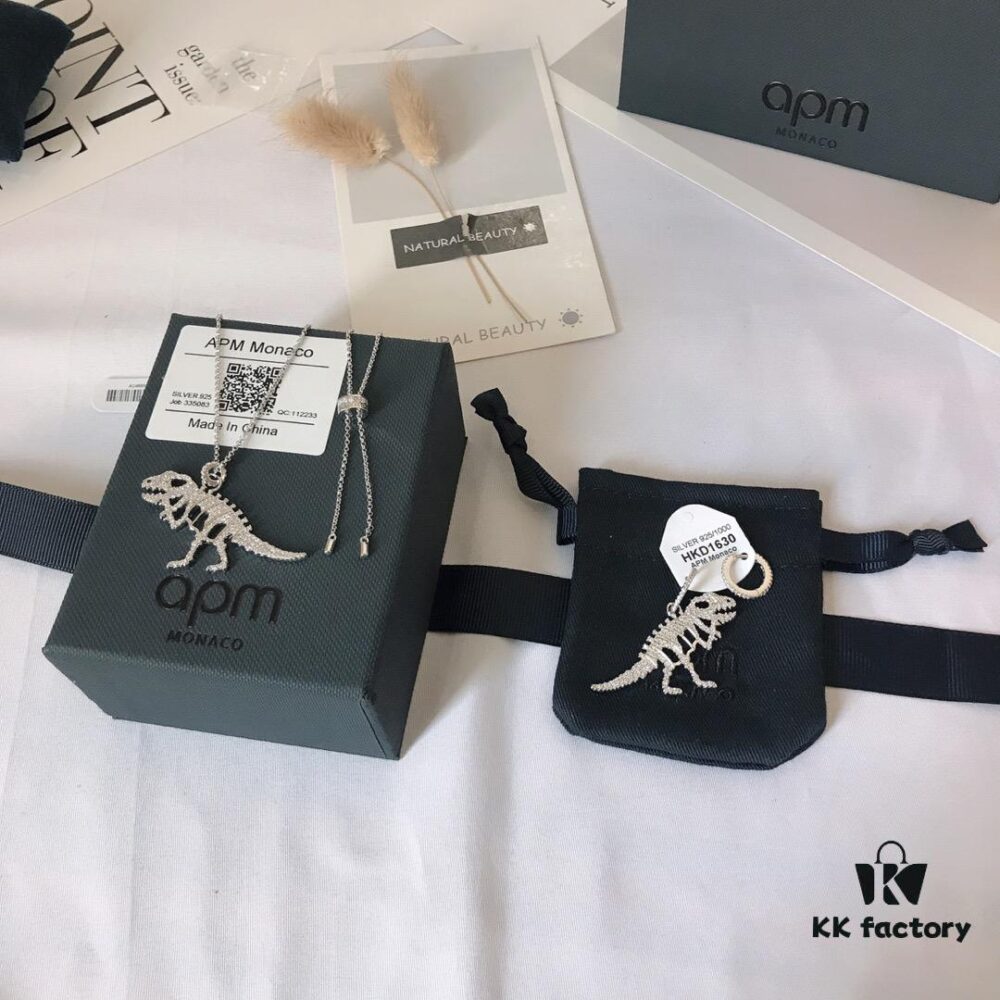 APM Monaco Dinosaur Necklace and Earrings Set, Original Stylish and Trendy Fashion Jewelry