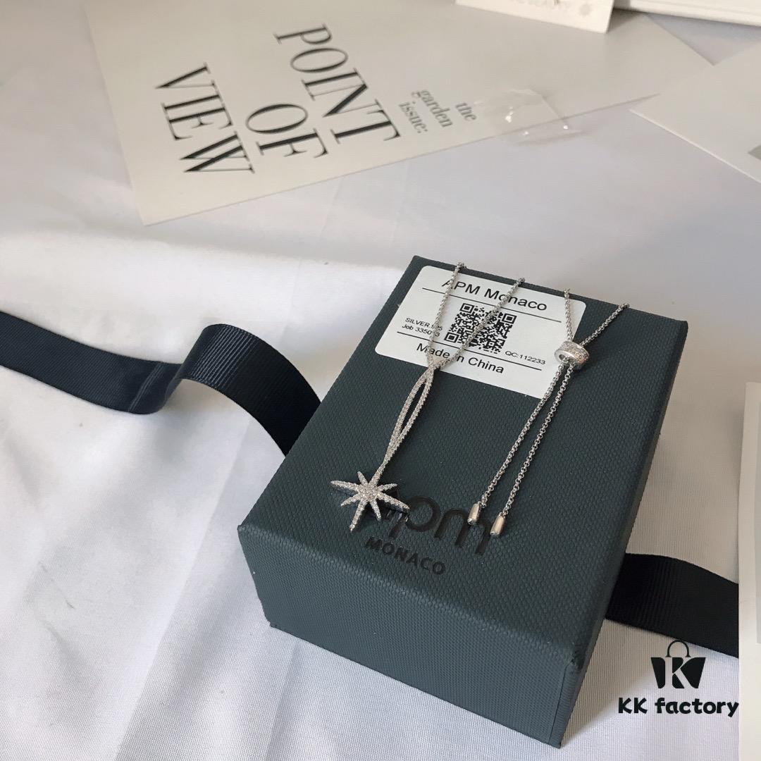 APM Monaco Union Flag Necklace and Earrings Set, Original Stylish Minimalist Fresh Fashion Jewelry, Perfect Gift for Girlfriend or Valentine