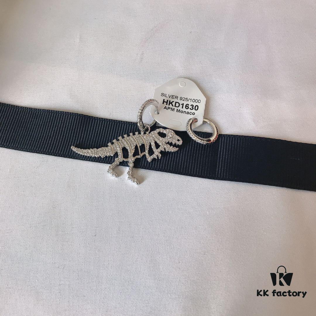 APM Monaco Dinosaur Necklace and Earrings Set, Original Stylish and Trendy Fashion Jewelry