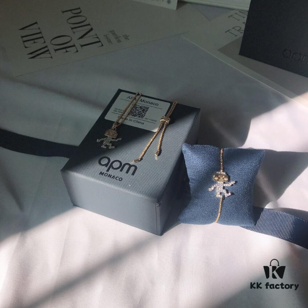 APM Monaco Robot Necklace and Bracelet Set, Original Style, New Launch, Stylish and Minimalist Design, Perfect Gift for Girlfriend or Lover
