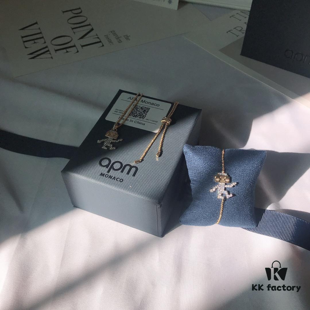 APM Monaco Robot Necklace and Bracelet Set, Original Style, New Launch, Stylish and Minimalist Design, Perfect Gift for Girlfriend or Lover