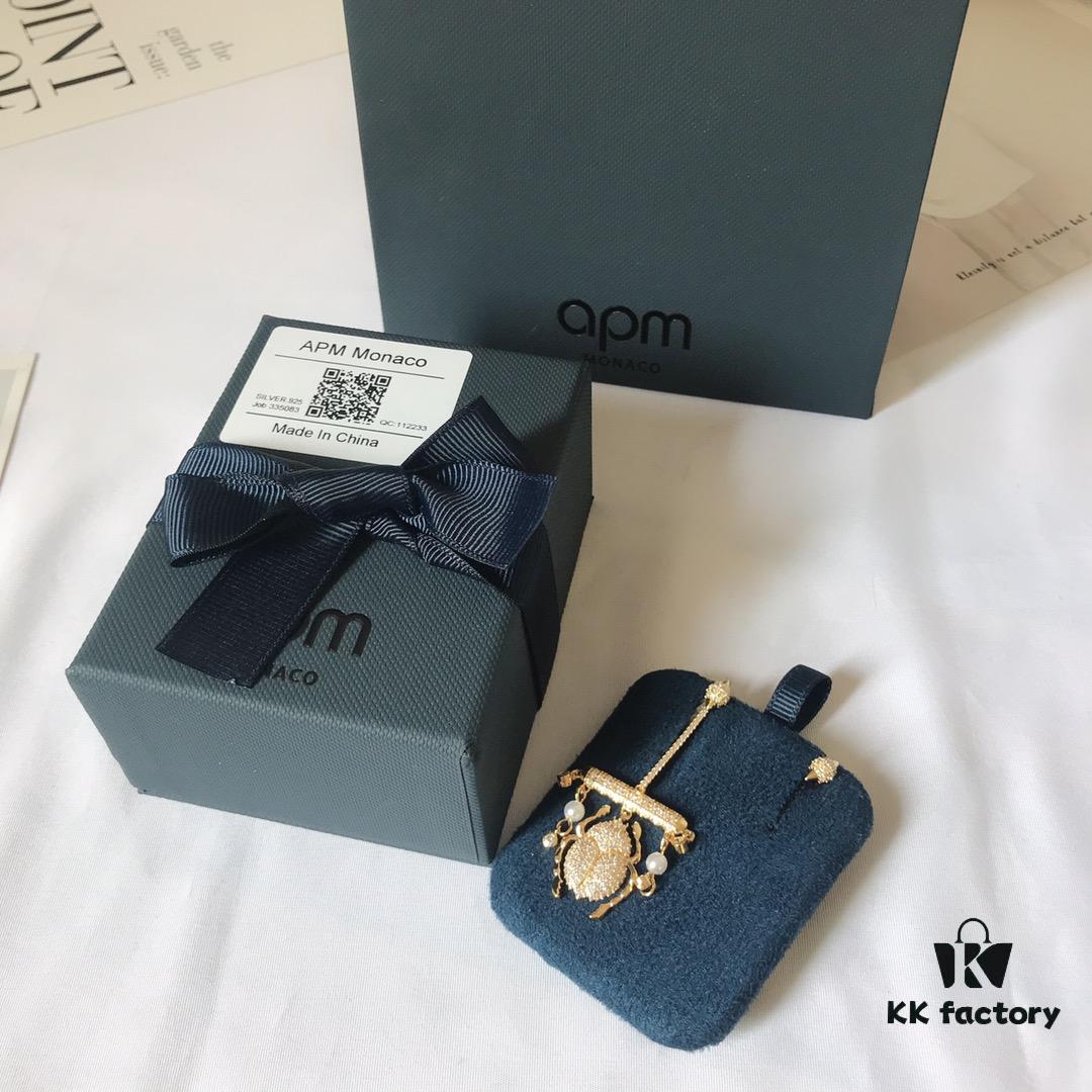 APM Monaco Gold-Tone Scarab Asymmetrical Earrings for Women, Pearl Earrings, Vintage Style Dangle Earrings