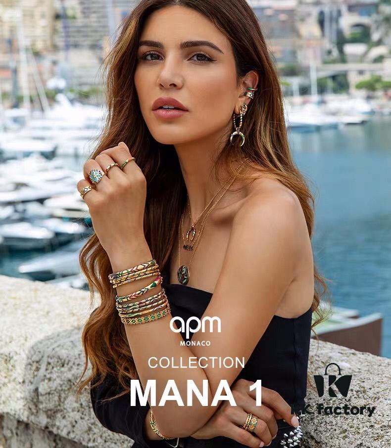 APM Monaco Single Colorful Geometric Earring for Women, Golden Elegant High-End Ear Cuff Jewelry in Silver Tone