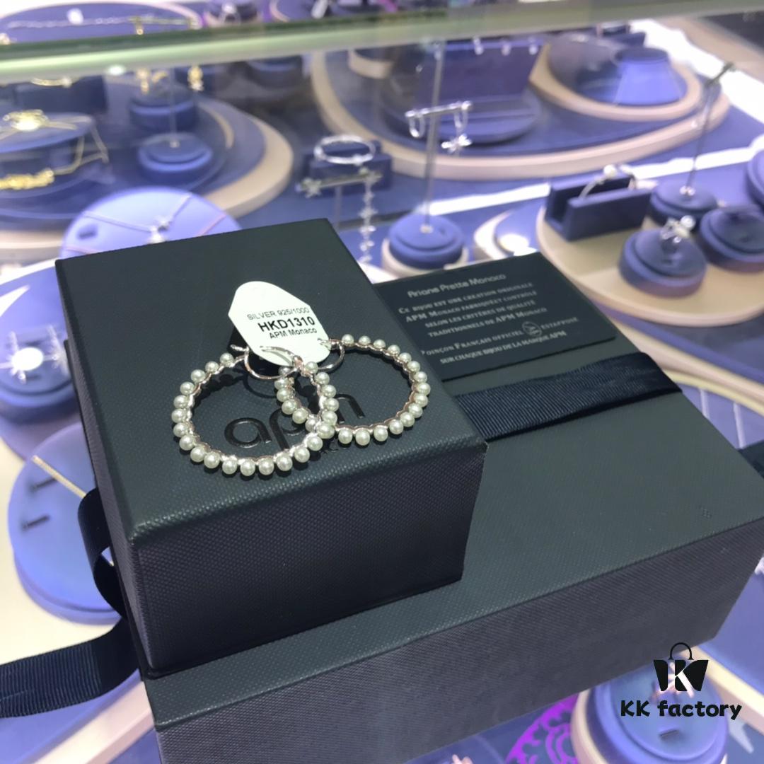 APM Monaco Pearl Hoop Earrings, Minimalist Fairy-like Style, Unique and Versatile Design