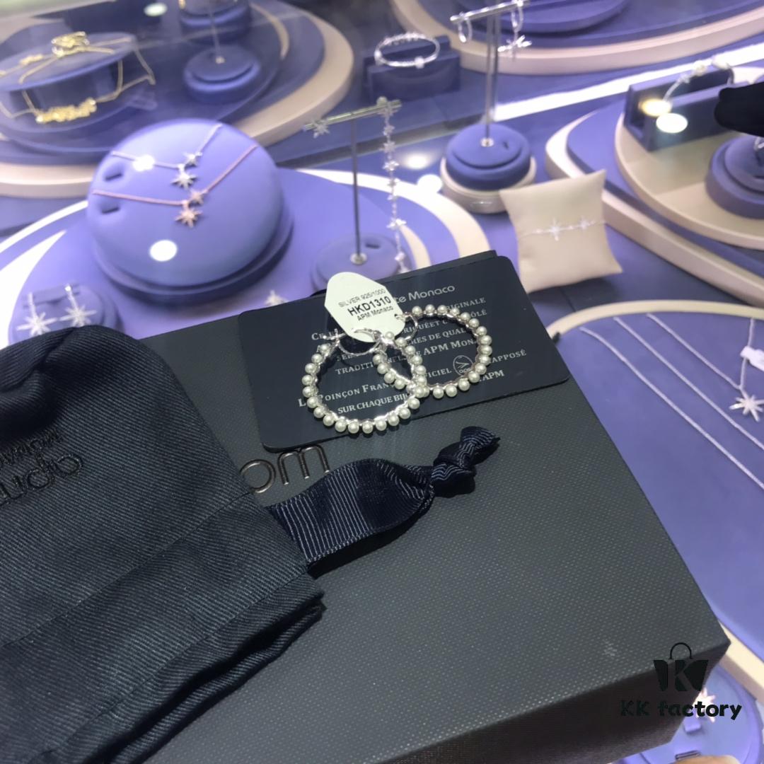 APM Monaco Pearl Hoop Earrings, Minimalist Fairy-like Style, Unique and Versatile Design