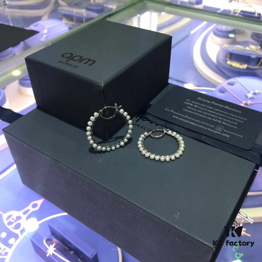 APM Monaco Pearl Hoop Earrings, Minimalist Fairy-like Style, Unique and Versatile Design