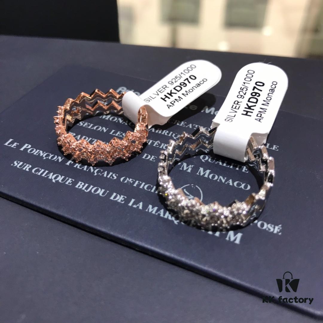 APM Monaco Double Row Zigzag Ring for Women, Minimalist and Exquisite Luxury Design